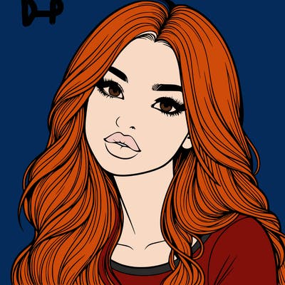 realistic girl with hair on her hair and lips