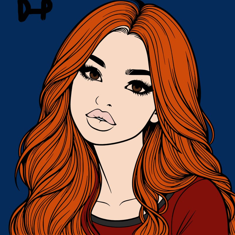 realistic girl with hair on her hair and lips