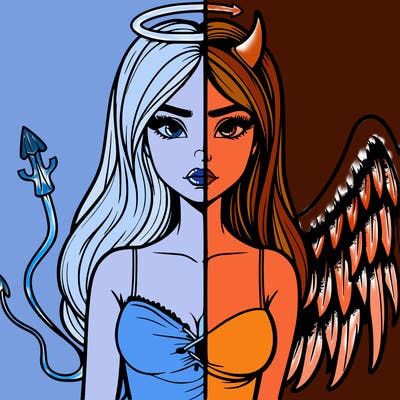 devil vs angel realistic girl