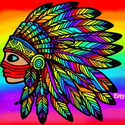 native american feathered mask