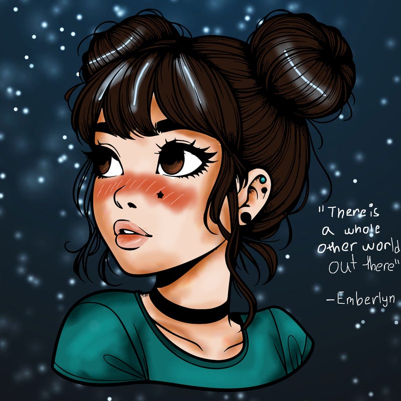 realistic girl with spacebuns