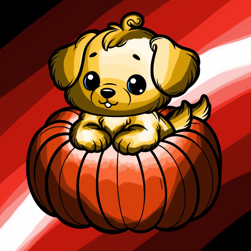 cute little puppy in a pumpkin