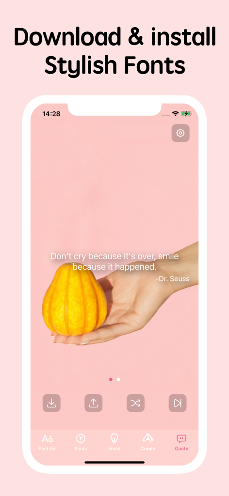 Fonts for iPhones - Interface of Fonts for iPhones app showing daily quotes and stylish typography