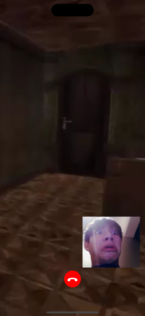 Scary Granny Contact Game - Scary Granny fake video call screen showing a scared user reaction