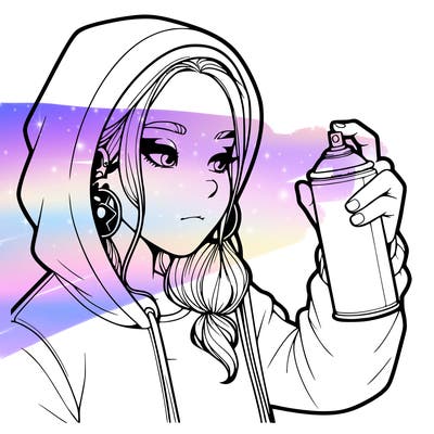 a realistic girl, spray painting