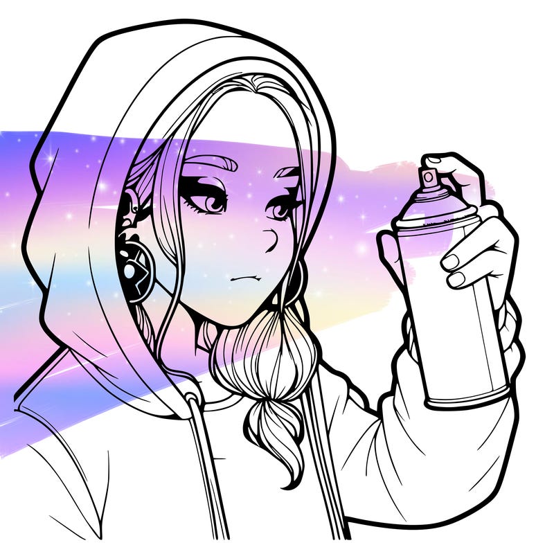 a realistic girl, spray painting
