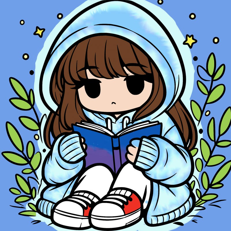 girl in oversized hoodie reading a book