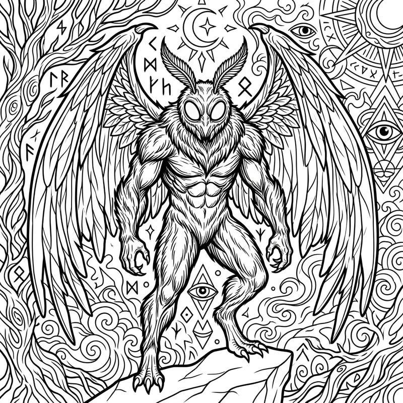 6 Mothman Coloring Pages - Free Printable Cryptid Art — Color Pop