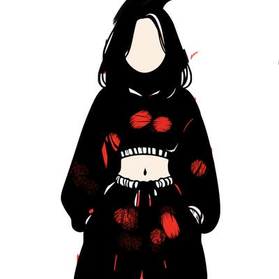 realistic girl faceless with baggy pants and a crop top