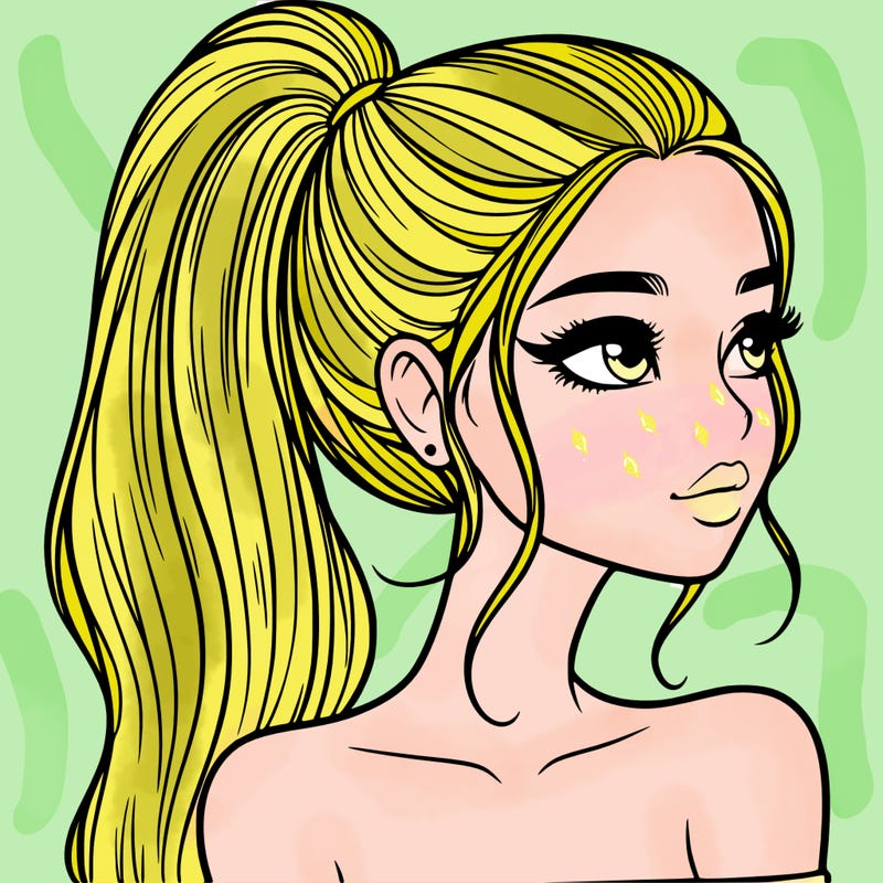 a beautiful and realistic girl with a high pony tail
