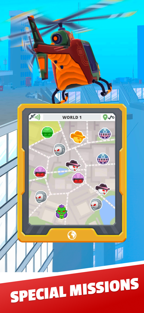 Mapa del mundo de misiones especiales de Helicopter Escape 3D