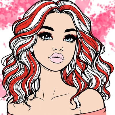 realistic girl with wavy hair and lips