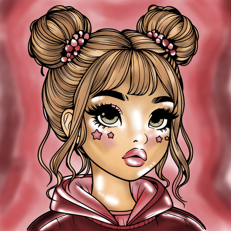 realistic girl with space buns