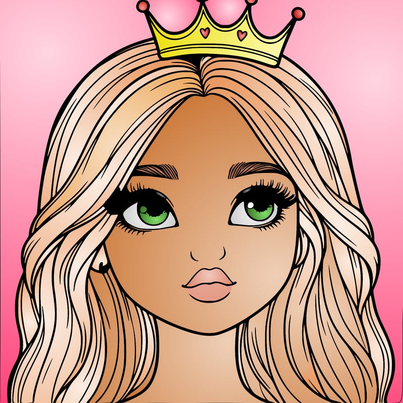 a realistic girl with a crown on