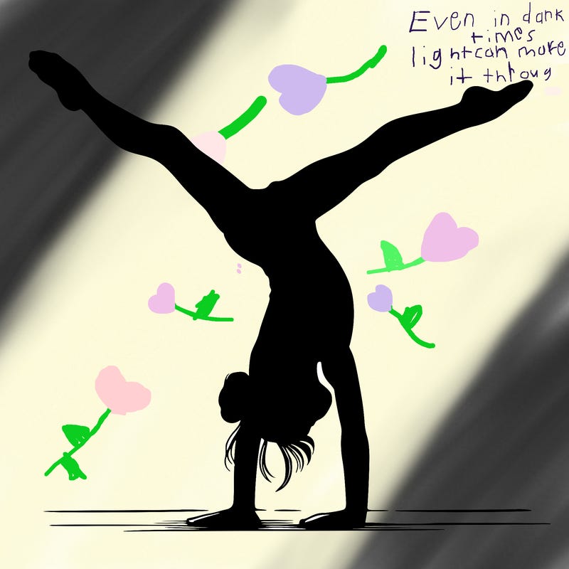 realistic gymnastic hand stand girl in four splits