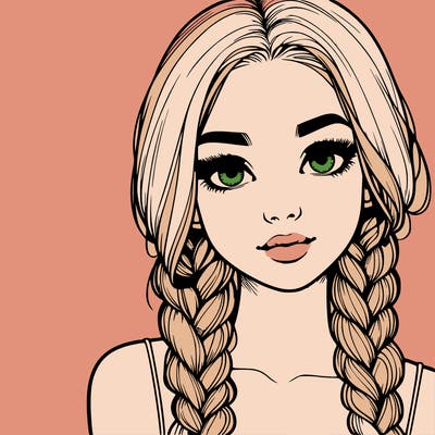 realistic girl with braids