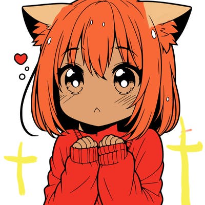 shy anime catgirl