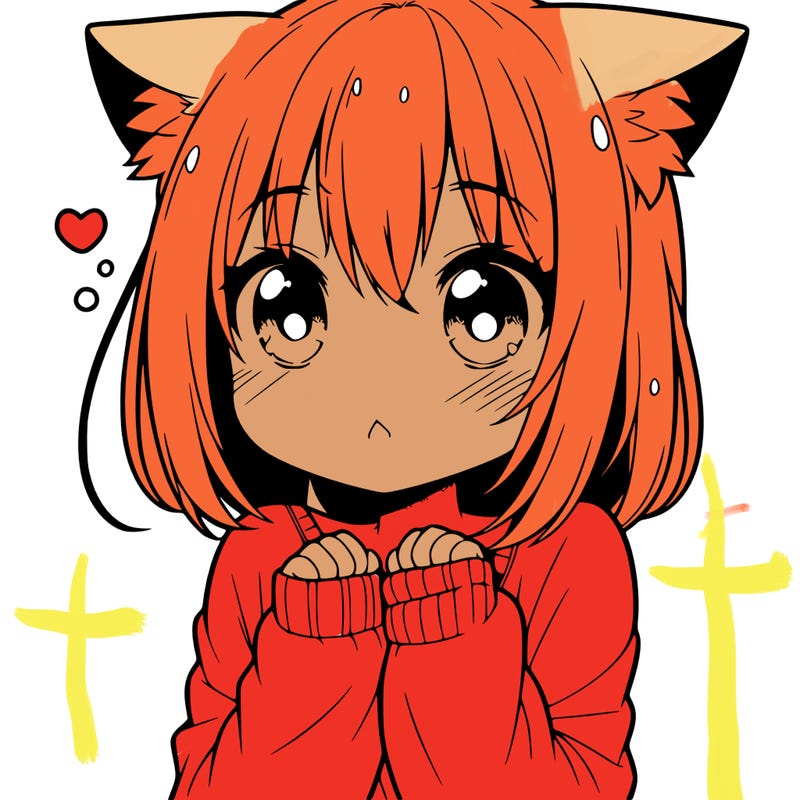 shy anime catgirl
