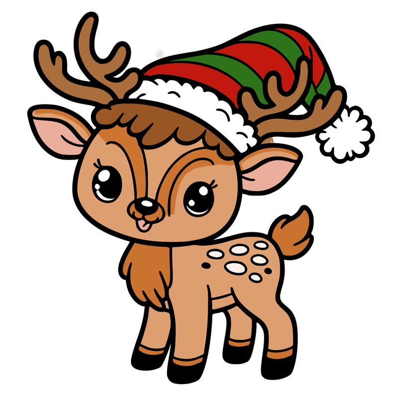 christmas reindeer with santa hat