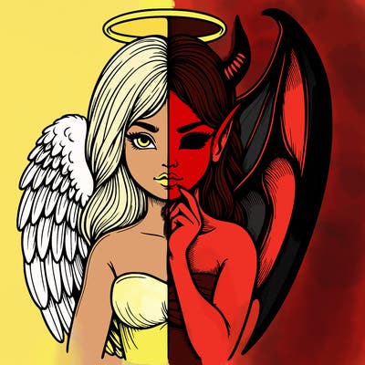 realistic angel half demon
