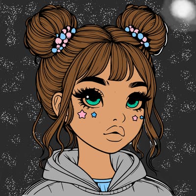 realistic girl with space buns