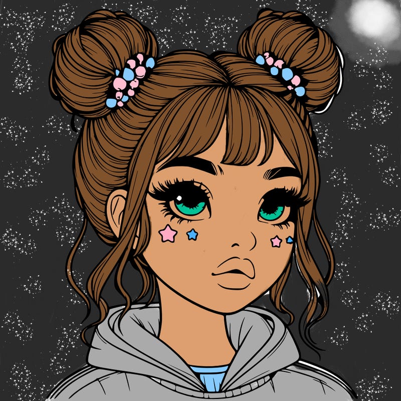 realistic girl with space buns