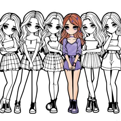 a group of girls realistic