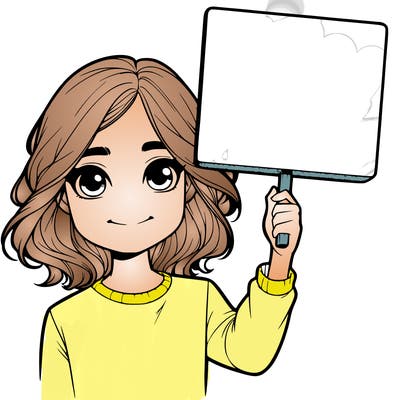 realistic girl holding up a sign