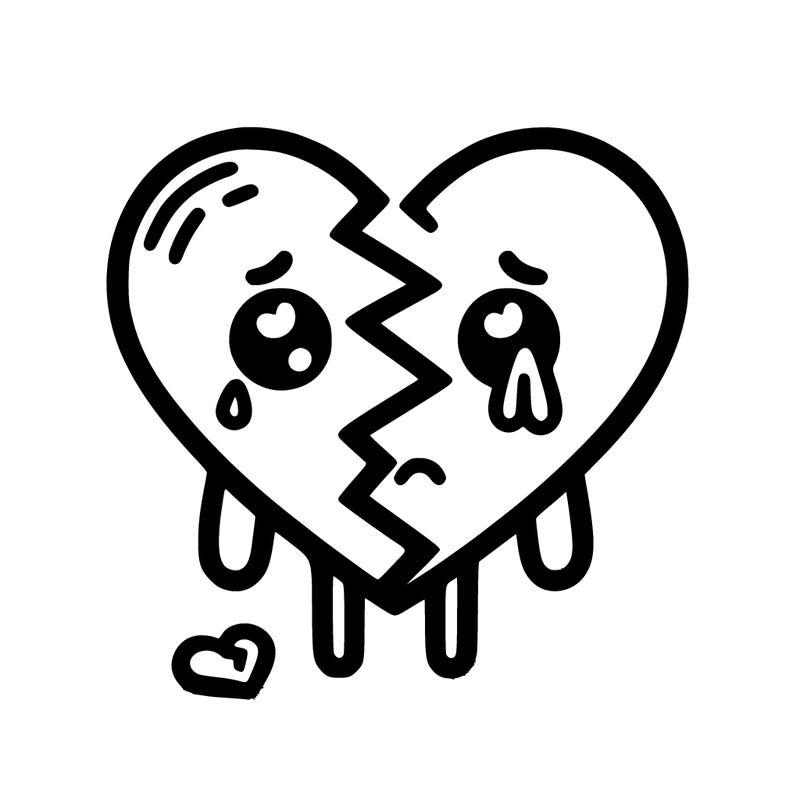 sad with a broken heart