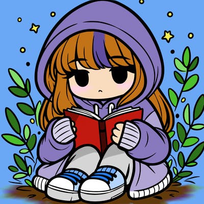 girl in oversized hoodie reading a book