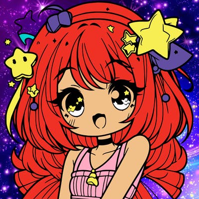 cute anime girl with star accessories