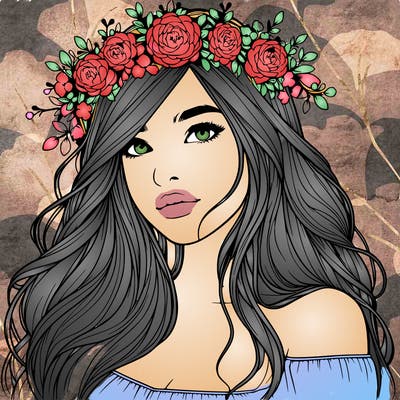 realistic girl with flower crown