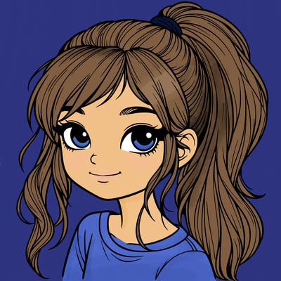 realistic girl with ponytail