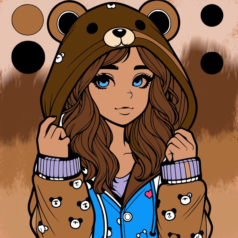 realistic girl in a animal pjs hoodie