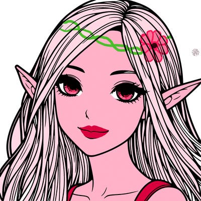 realistic girl with long hair and pointy ears