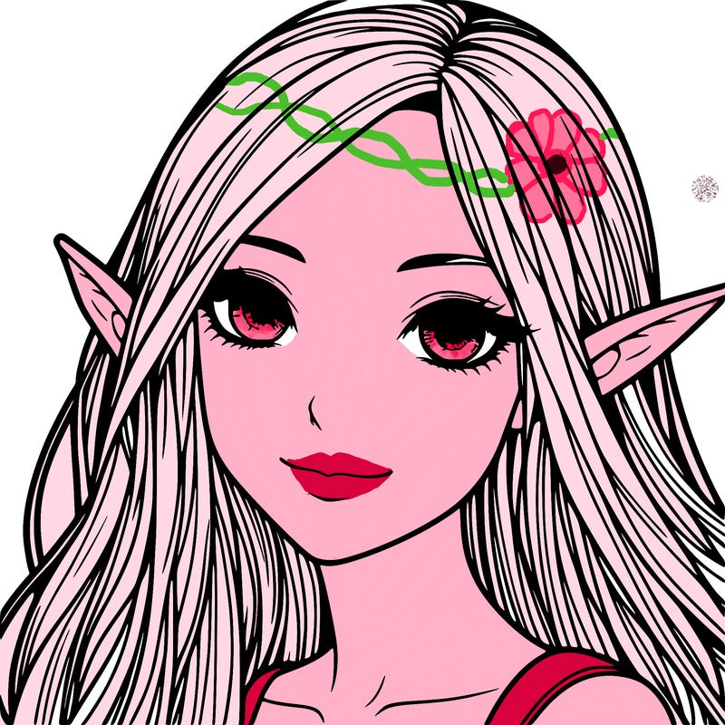 realistic girl with long hair and pointy ears