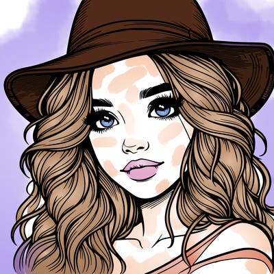 realistic girl with hat