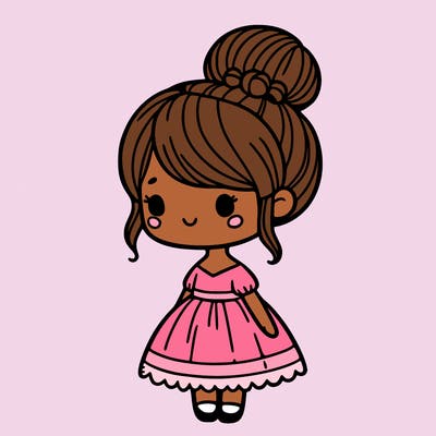 girl in a dress with a bun hair