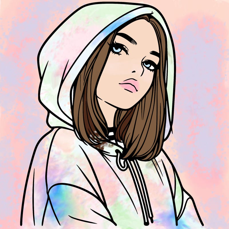 a realistic girl in a hoodie