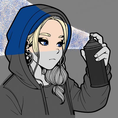 a realistic girl, spray painting