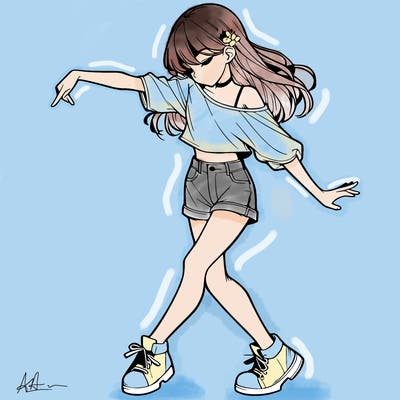 realistic girl danceing