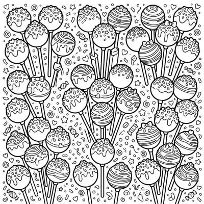 Indulge your creative side with this charming cake pop coloring page! Featuring a delectable array of decorated cake pops, it promises a sweet and engaging coloring experience for all ages.