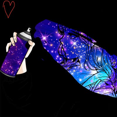 a realistic girl spray, painting