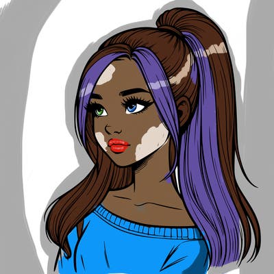 realistic girl with a high ponytail