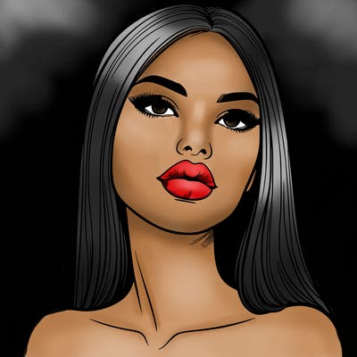 realistic woman with full lips
