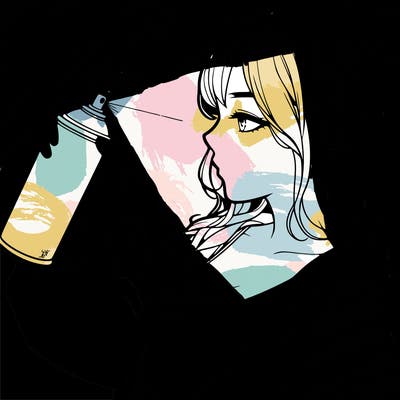 a realistic girl spray, painting