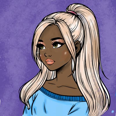 realistic girl with a high ponytail