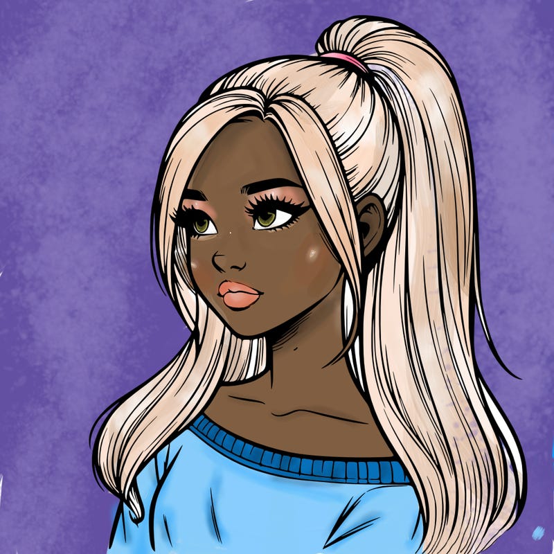 realistic girl with a high ponytail