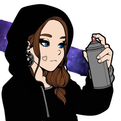 a realistic girl, spray painting