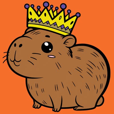 capybara cute crown cartoon